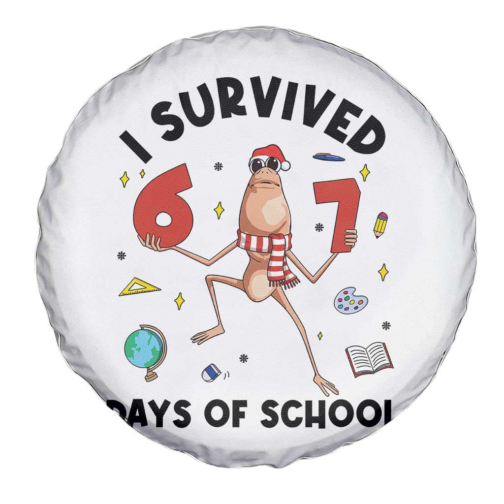 Marcus The Worm 67 Days of School Spare Tire Cover I Survived Funny Six Seven Meme Christmas Vibe - Wonder Print Shop