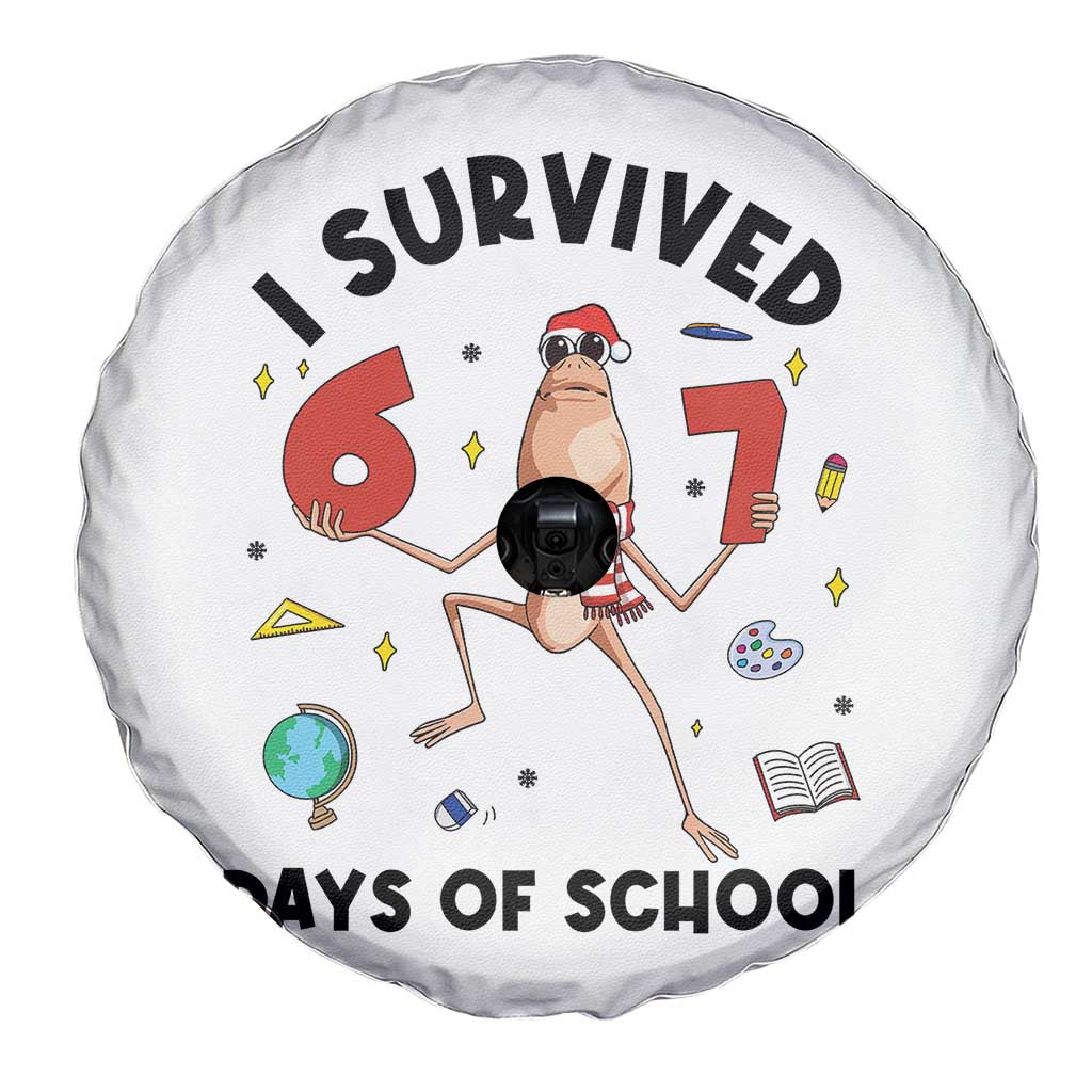 Marcus The Worm 67 Days of School Spare Tire Cover I Survived Funny Six Seven Meme Christmas Vibe - Wonder Print Shop