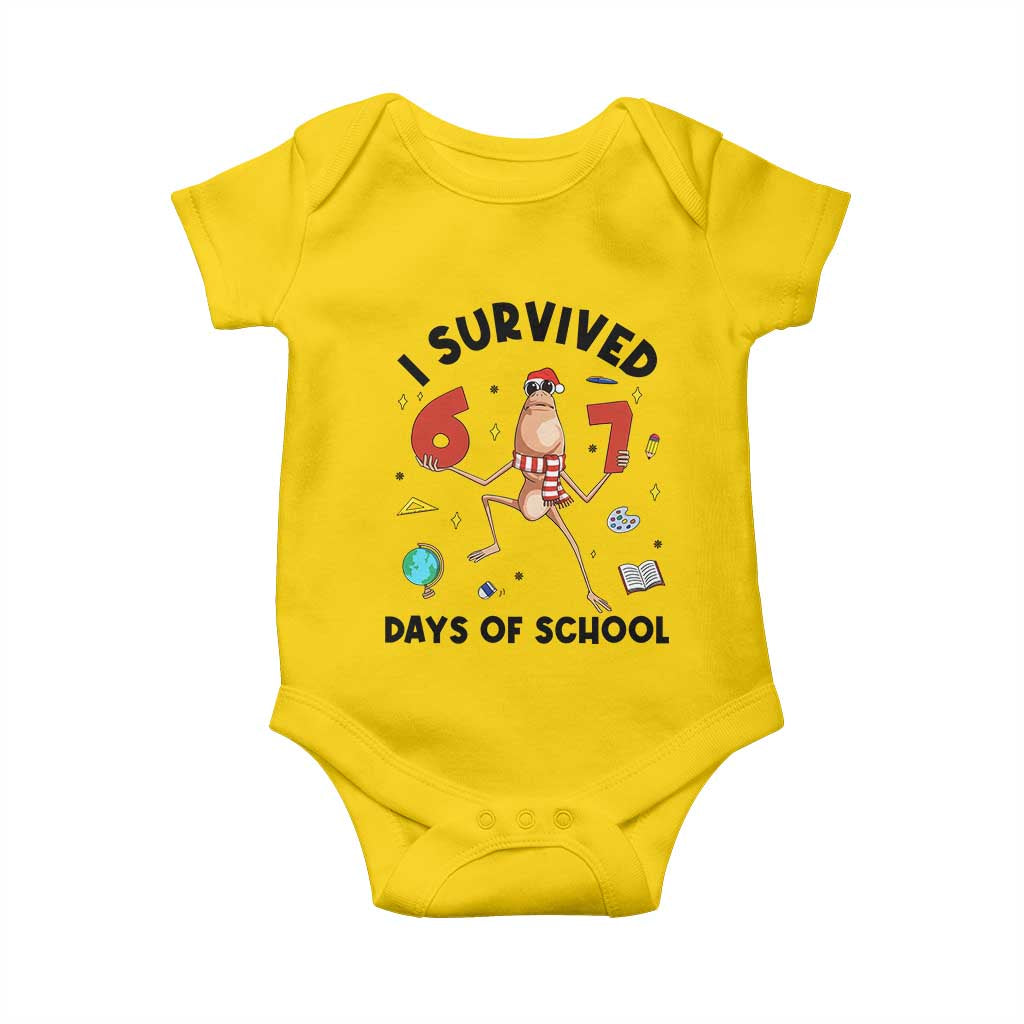 Marcus The Worm 67 Days of School Baby Onesie I Survived Funny Six Seven Meme Christmas Vibe - Wonder Print Shop