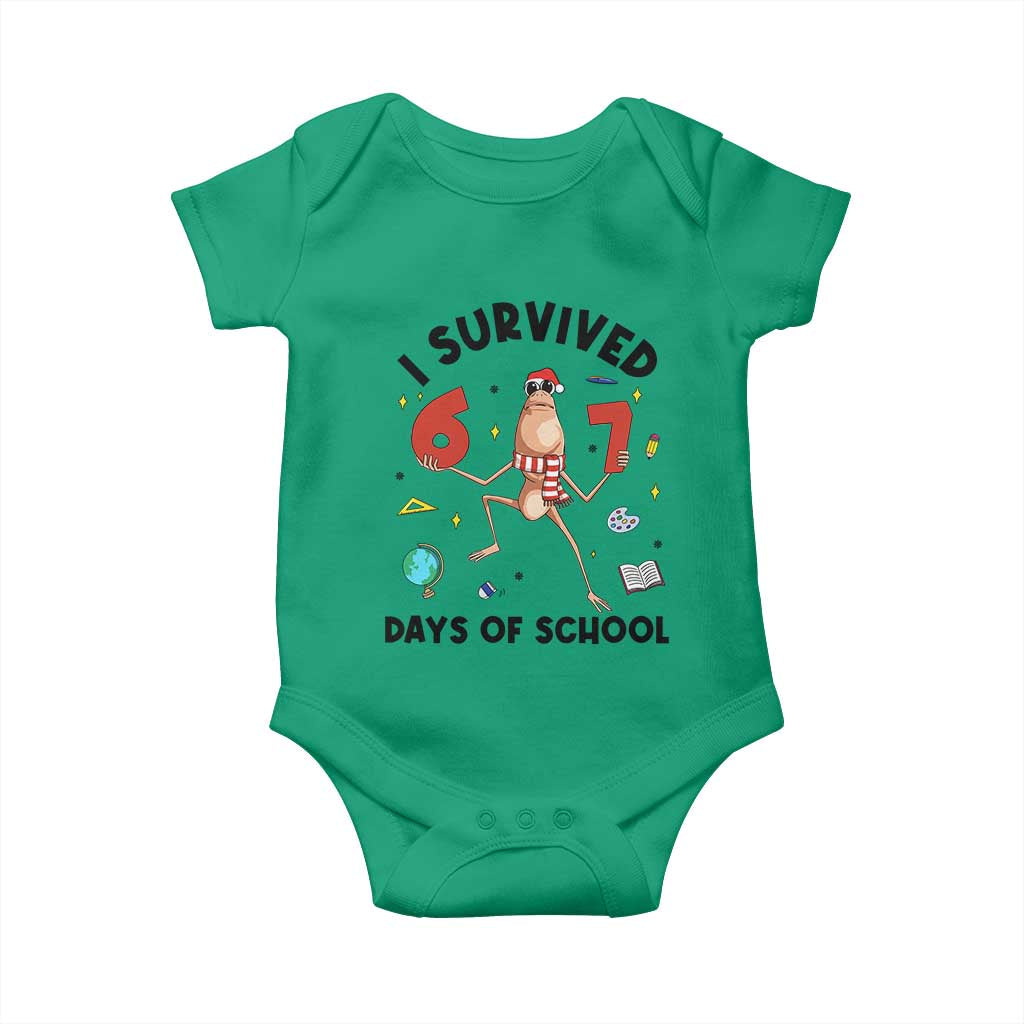 Marcus The Worm 67 Days of School Baby Onesie I Survived Funny Six Seven Meme Christmas Vibe - Wonder Print Shop