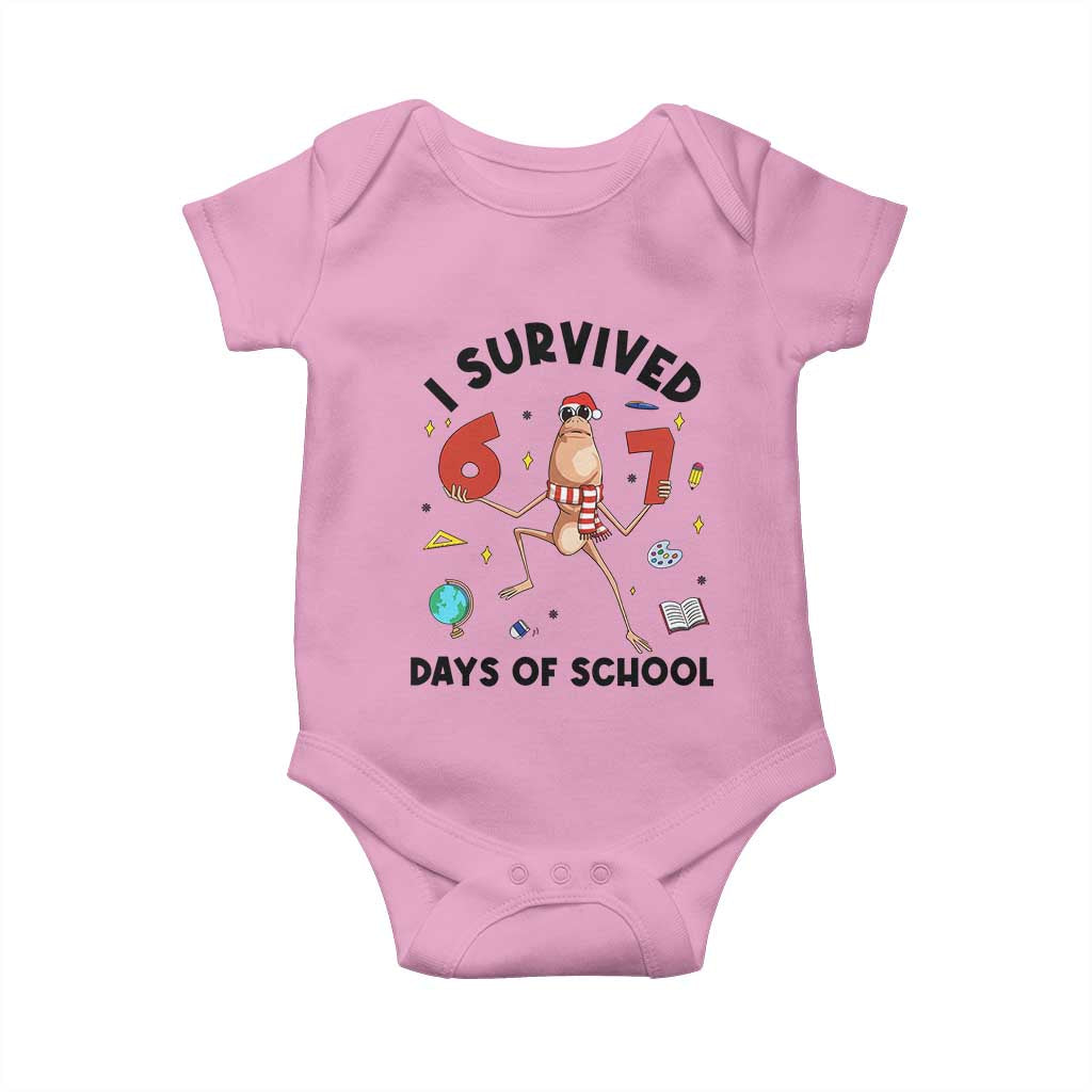 Marcus The Worm 67 Days of School Baby Onesie I Survived Funny Six Seven Meme Christmas Vibe - Wonder Print Shop