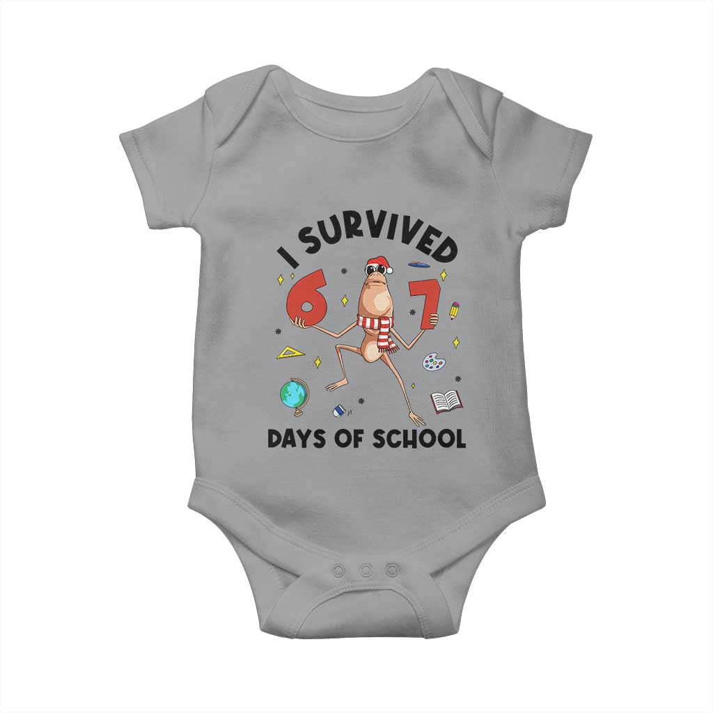 Marcus The Worm 67 Days of School Baby Onesie I Survived Funny Six Seven Meme Christmas Vibe - Wonder Print Shop