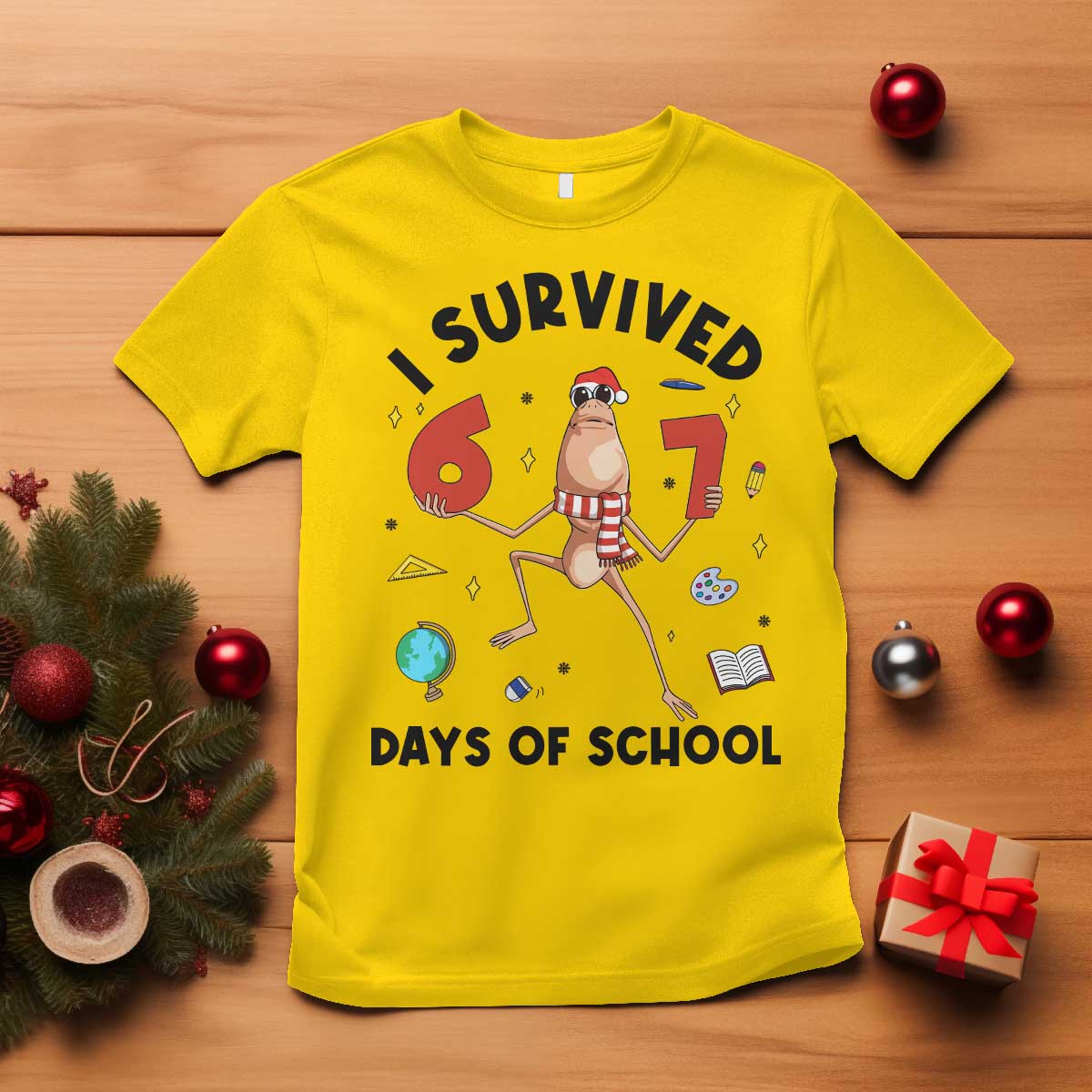 Marcus The Worm 67 Days of School T Shirt I Survived Funny Six Seven Meme Christmas Vibe - Wonder Print Shop