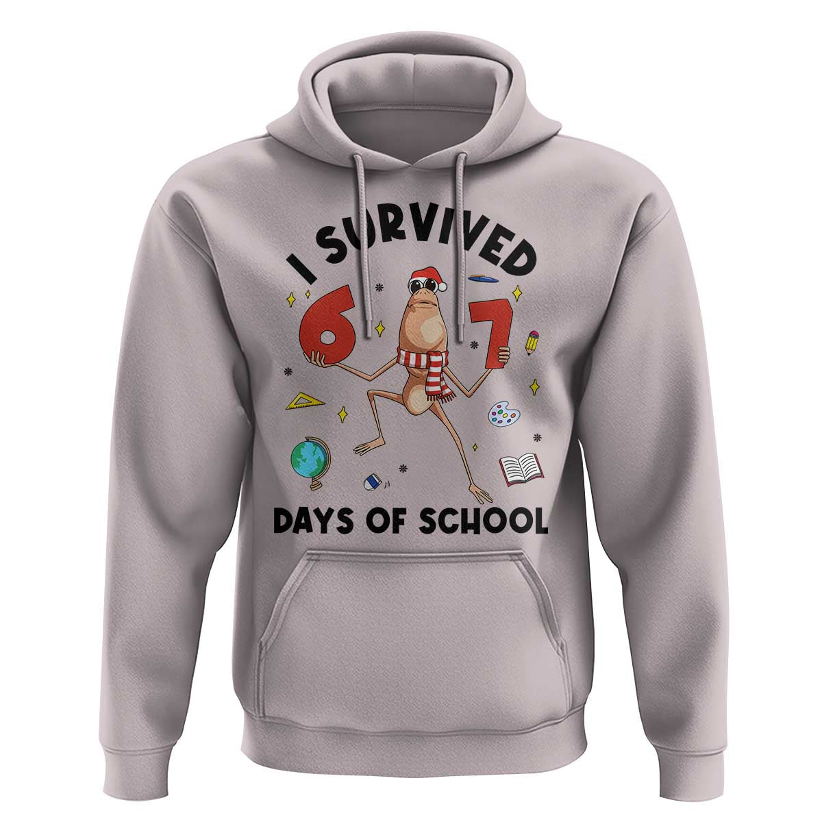 Marcus The Worm 67 Days of School Hoodie I Survived Funny Six Seven Meme Christmas Vibe - Wonder Print Shop