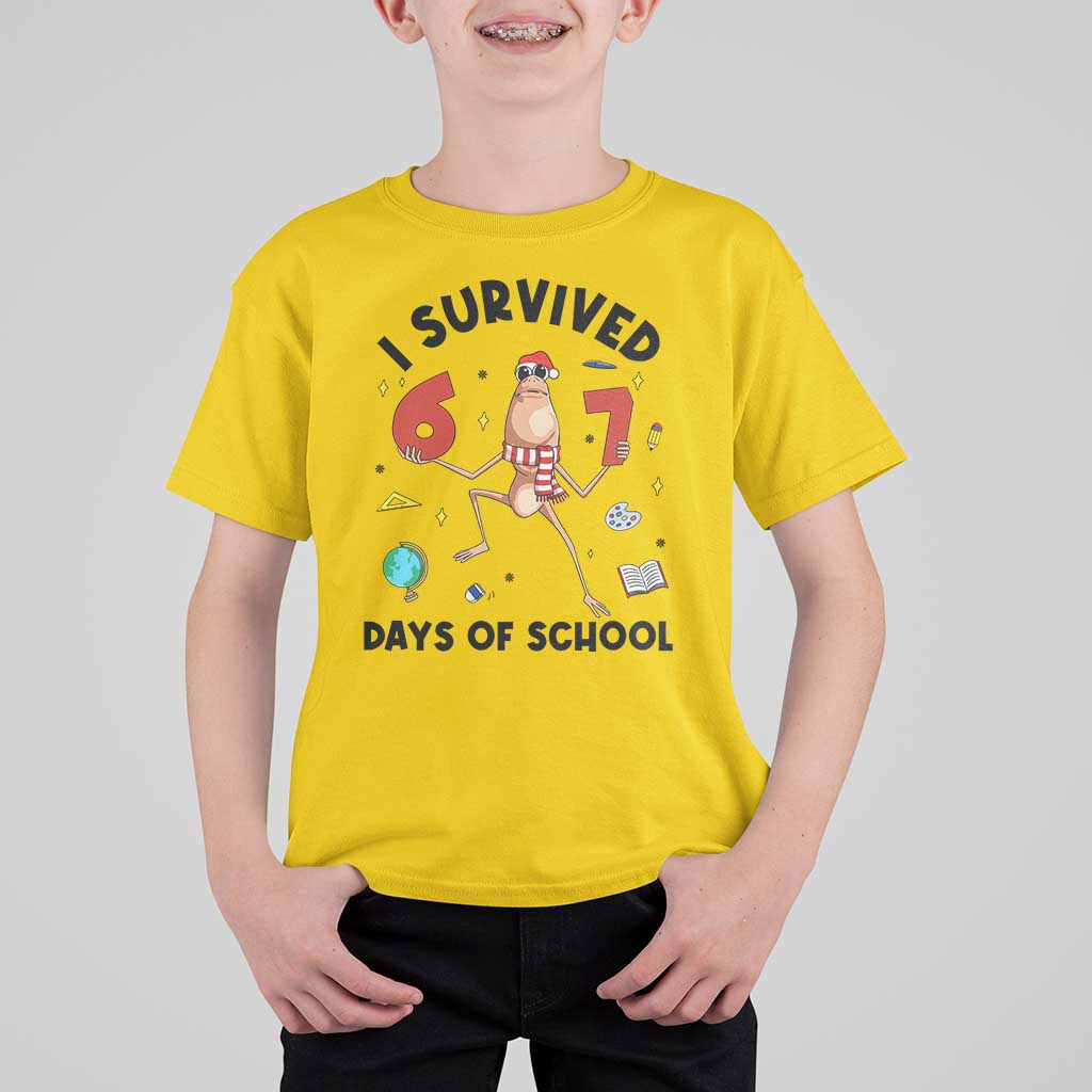 Marcus The Worm 67 Days of School T Shirt For Kid I Survived Funny Six Seven Meme Christmas Vibe - Wonder Print Shop