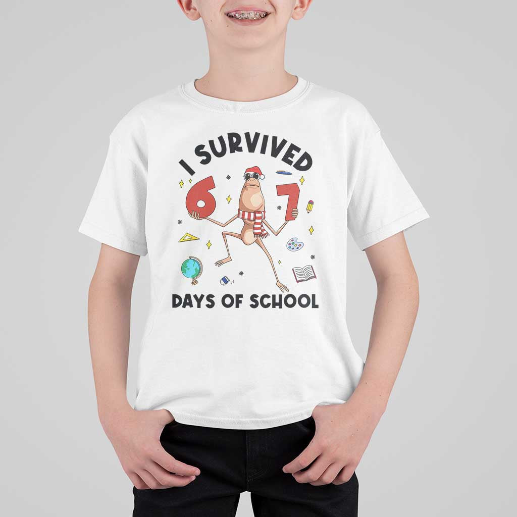 Marcus The Worm 67 Days of School T Shirt For Kid I Survived Funny Six Seven Meme Christmas Vibe - Wonder Print Shop