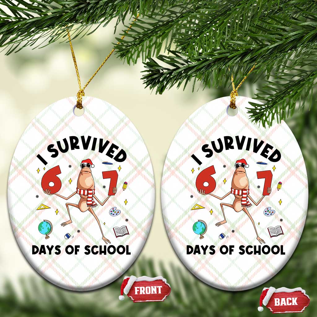 Marcus The Worm 67 Days of School Ceramic Ornament I Survived Funny Six Seven Meme Christmas Vibe - Wonder Print Shop
