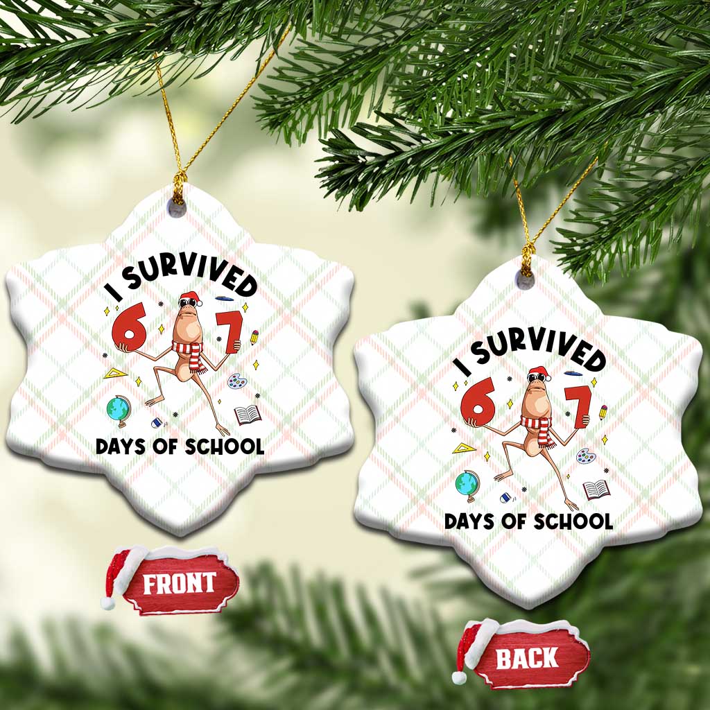 Marcus The Worm 67 Days of School Ceramic Ornament I Survived Funny Six Seven Meme Christmas Vibe - Wonder Print Shop