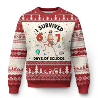 Marcus The Worm 67 Days of School Ugly Christmas Sweater I Survived Funny Six Seven Meme Xmas Vibe - Wonder Print Shop