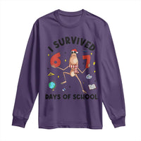 Marcus The Worm 67 Days of School Long Sleeve Shirt I Survived Funny Six Seven Meme Christmas Vibe - Wonder Print Shop