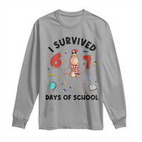 Marcus The Worm 67 Days of School Long Sleeve Shirt I Survived Funny Six Seven Meme Christmas Vibe - Wonder Print Shop