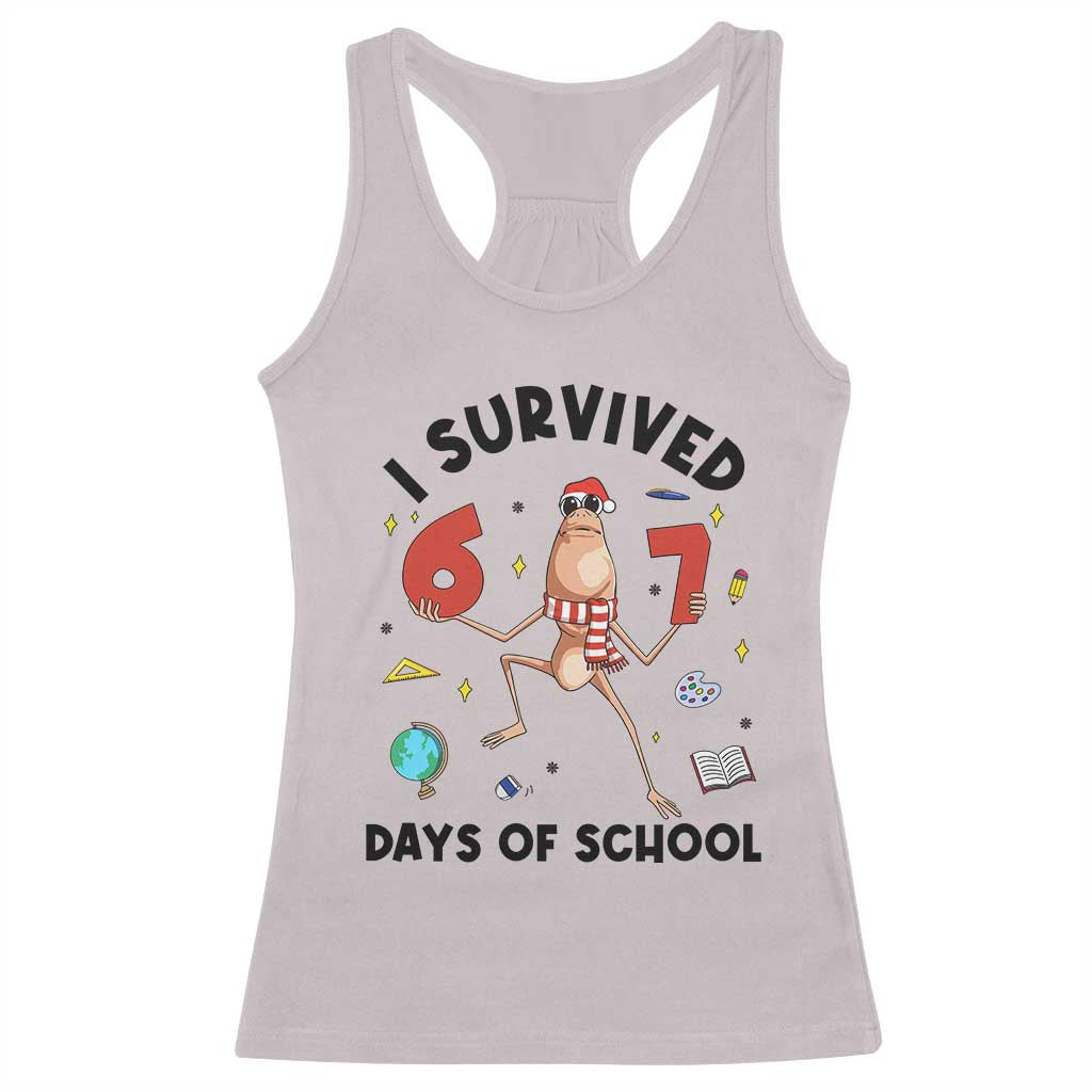 Marcus The Worm 67 Days of School Racerback Tank Top I Survived Funny Six Seven Meme Christmas Vibe - Wonder Print Shop