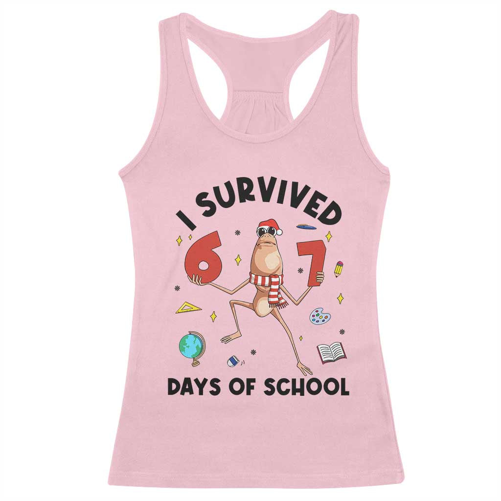 Marcus The Worm 67 Days of School Racerback Tank Top I Survived Funny Six Seven Meme Christmas Vibe - Wonder Print Shop