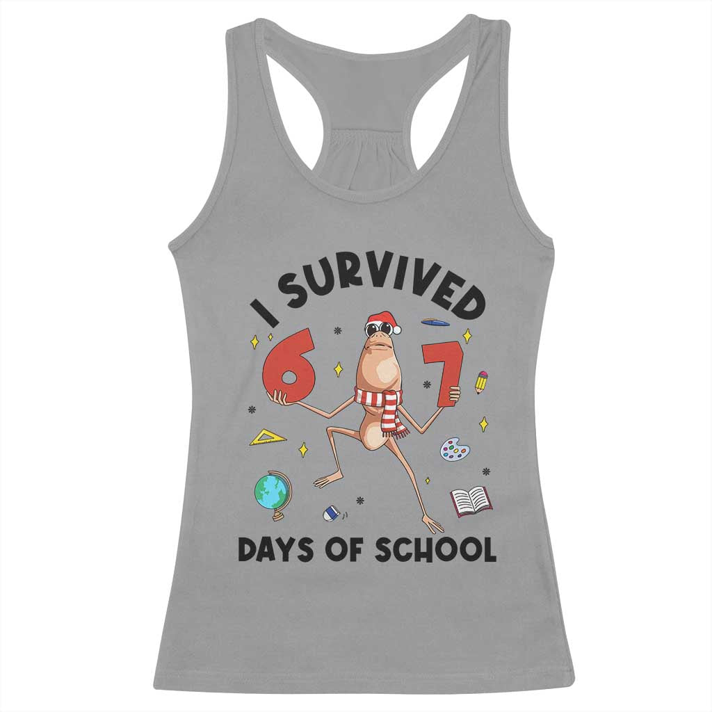 Marcus The Worm 67 Days of School Racerback Tank Top I Survived Funny Six Seven Meme Christmas Vibe - Wonder Print Shop