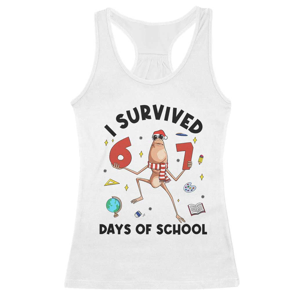Marcus The Worm 67 Days of School Racerback Tank Top I Survived Funny Six Seven Meme Christmas Vibe - Wonder Print Shop