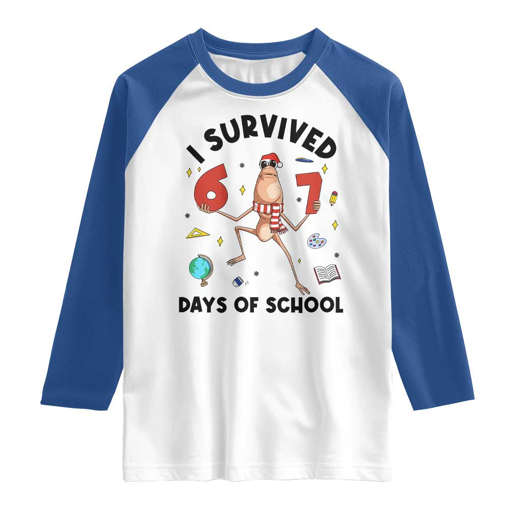 Marcus The Worm 67 Days of School Raglan Shirt I Survived Funny Six Seven Meme Christmas Vibe - Wonder Print Shop