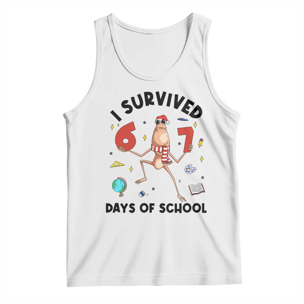 Marcus The Worm 67 Days of School Tank Top I Survived Funny Six Seven Meme Christmas Vibe - Wonder Print Shop