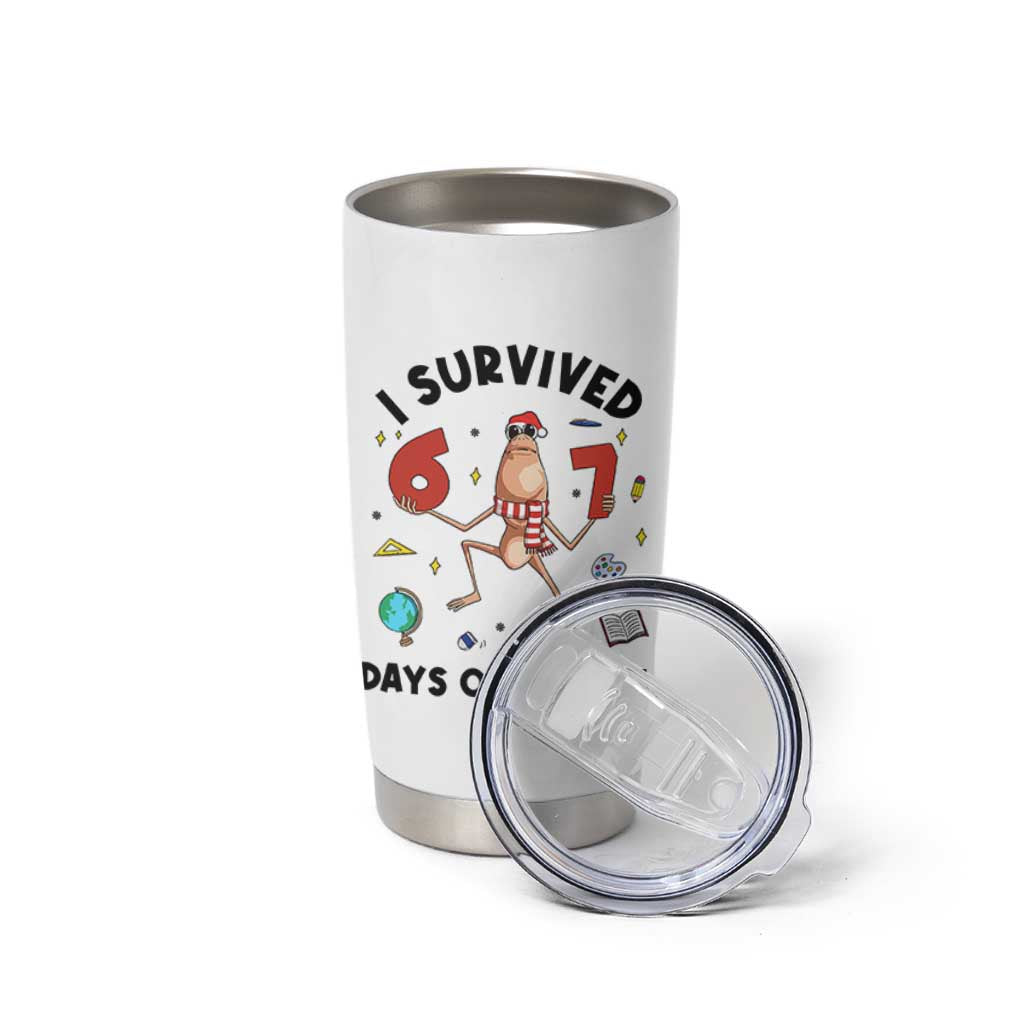 Marcus The Worm 67 Days of School Tumbler Cup I Survived Funny Six Seven Meme Christmas Vibe - Wonder Print Shop