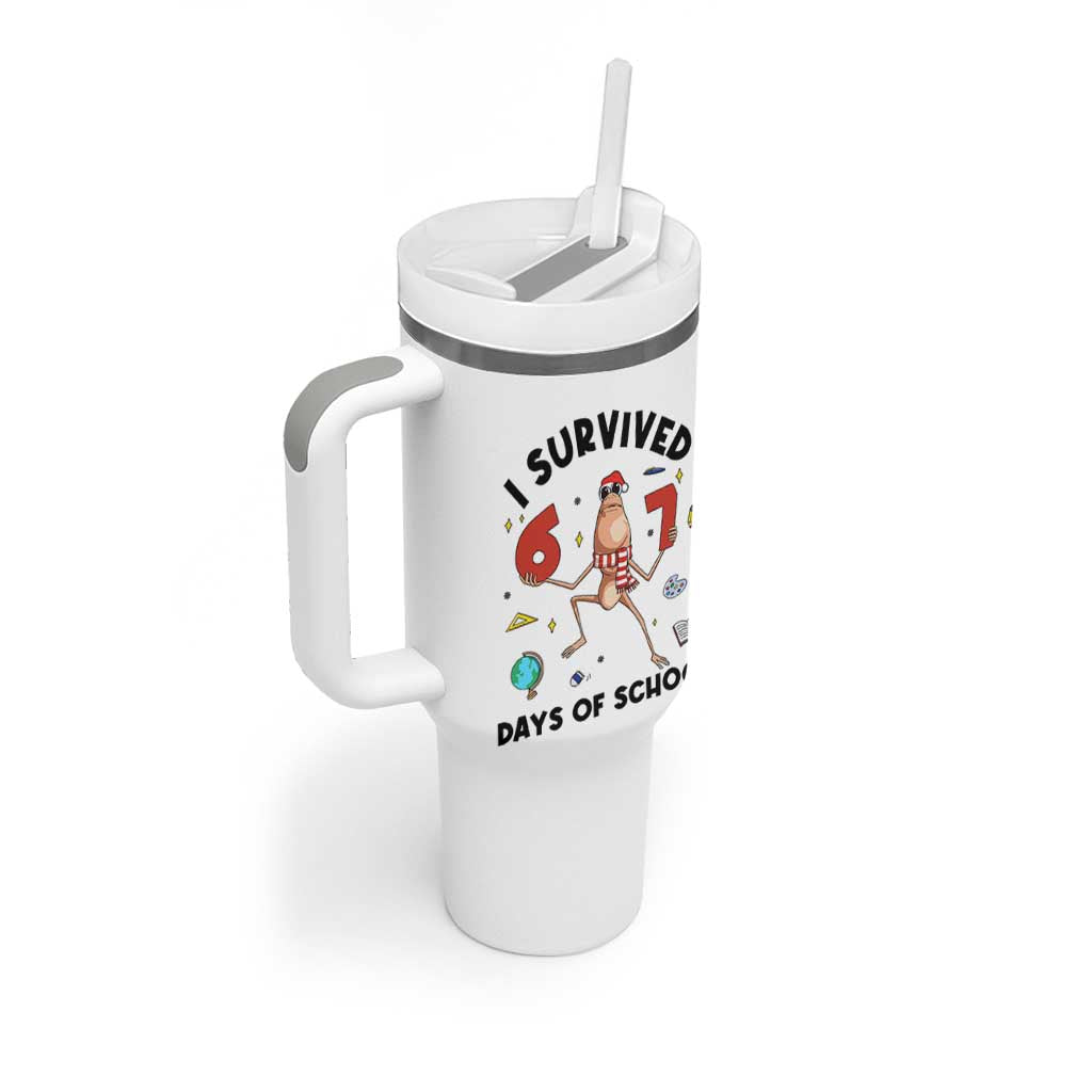 Marcus The Worm 67 Days of School Tumbler With Handle I Survived Funny Six Seven Meme Christmas Vibe - Wonder Print Shop