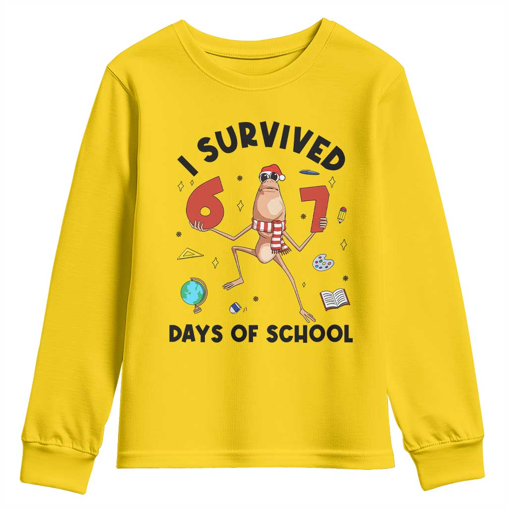 Marcus The Worm 67 Days of School Youth Sweatshirt I Survived Funny Six Seven Meme Christmas Vibe - Wonder Print Shop