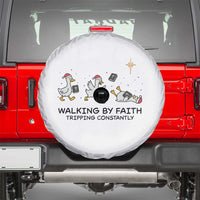 Funny Christian Goose Christmas Spare Tire Cover Walking By Faith Tripping Constantly - Wonder Print Shop