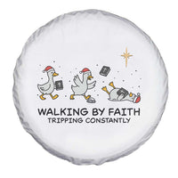 Funny Christian Goose Christmas Spare Tire Cover Walking By Faith Tripping Constantly - Wonder Print Shop