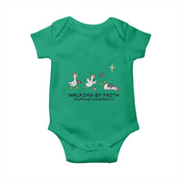 Funny Christian Goose Christmas Baby Onesie Walking By Faith Tripping Constantly - Wonder Print Shop