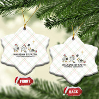 Funny Christian Goose Christmas Ceramic Ornament Walking By Faith Tripping Constantly - Wonder Print Shop