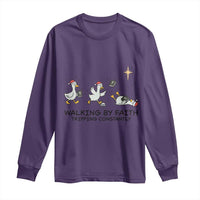 Funny Christian Goose Christmas Long Sleeve Shirt Walking By Faith Tripping Constantly - Wonder Print Shop