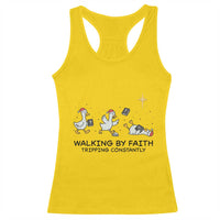 Funny Christian Goose Christmas Racerback Tank Top Walking By Faith Tripping Constantly - Wonder Print Shop