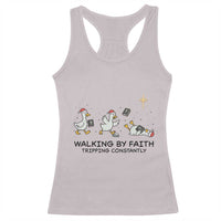 Funny Christian Goose Christmas Racerback Tank Top Walking By Faith Tripping Constantly - Wonder Print Shop
