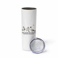 Funny Christian Goose Christmas Skinny Tumbler Walking By Faith Tripping Constantly - Wonder Print Shop