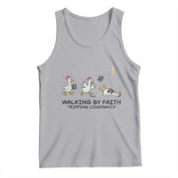 Funny Christian Goose Christmas Tank Top Walking By Faith Tripping Constantly - Wonder Print Shop