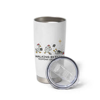 Funny Christian Goose Christmas Tumbler Cup Walking By Faith Tripping Constantly - Wonder Print Shop
