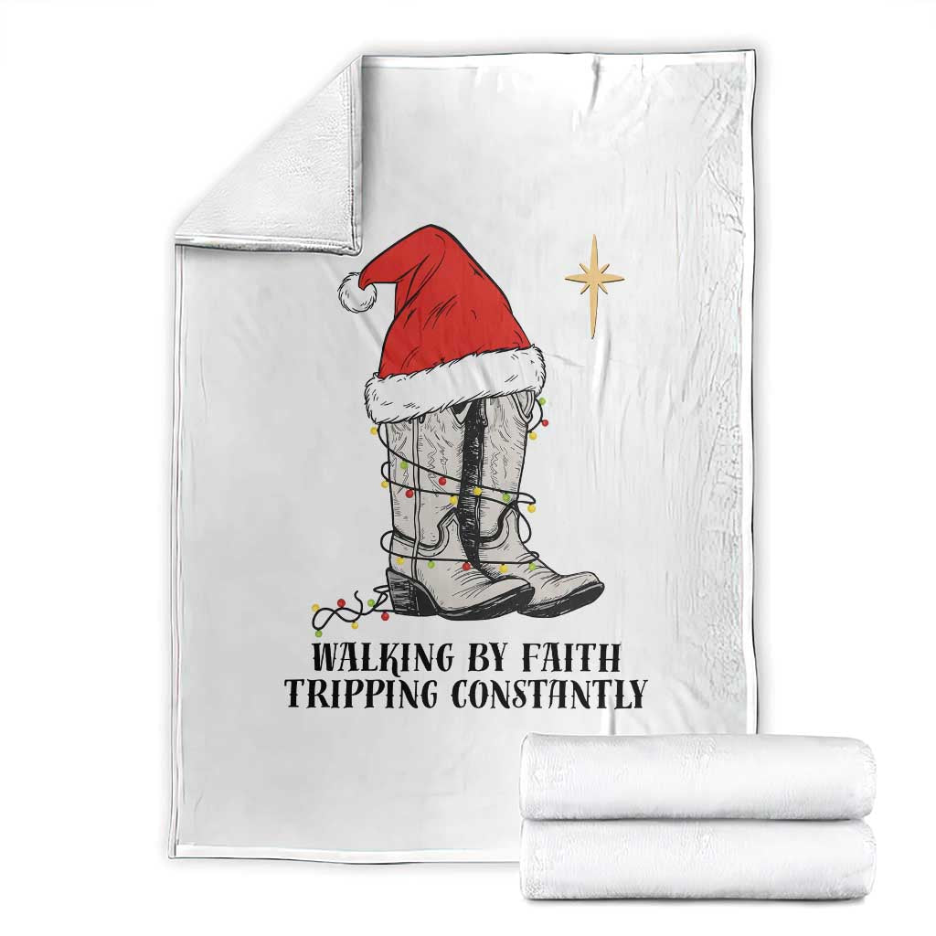 Western Christian Cowboy Throw Blanket Walking By Faith Tripping Constantly - Wonder Print Shop