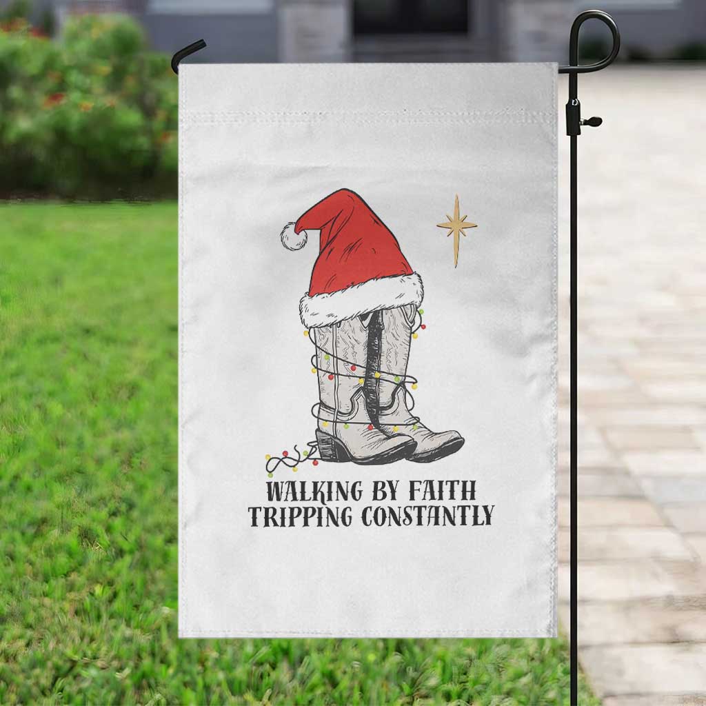 Western Christian Cowboy Garden Flag Walking By Faith Tripping Constantly - Wonder Print Shop