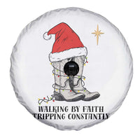 Western Christian Cowboy Spare Tire Cover Walking By Faith Tripping Constantly - Wonder Print Shop