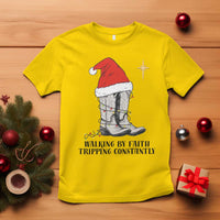 Western Christian Cowboy T Shirt Walking By Faith Tripping Constantly - Wonder Print Shop