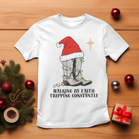 Western Christian Cowboy T Shirt Walking By Faith Tripping Constantly - Wonder Print Shop
