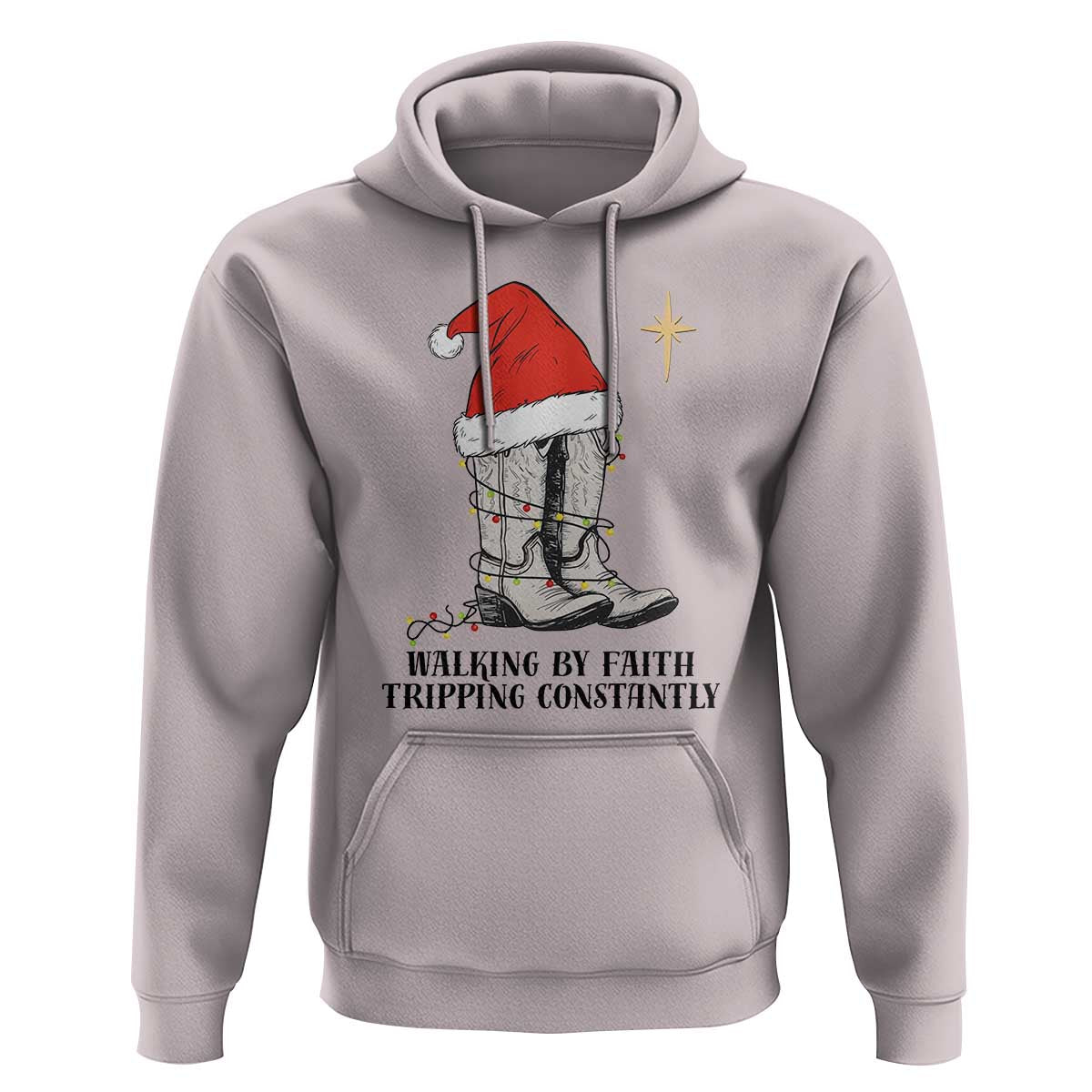 Western Christian Cowboy Hoodie Walking By Faith Tripping Constantly - Wonder Print Shop