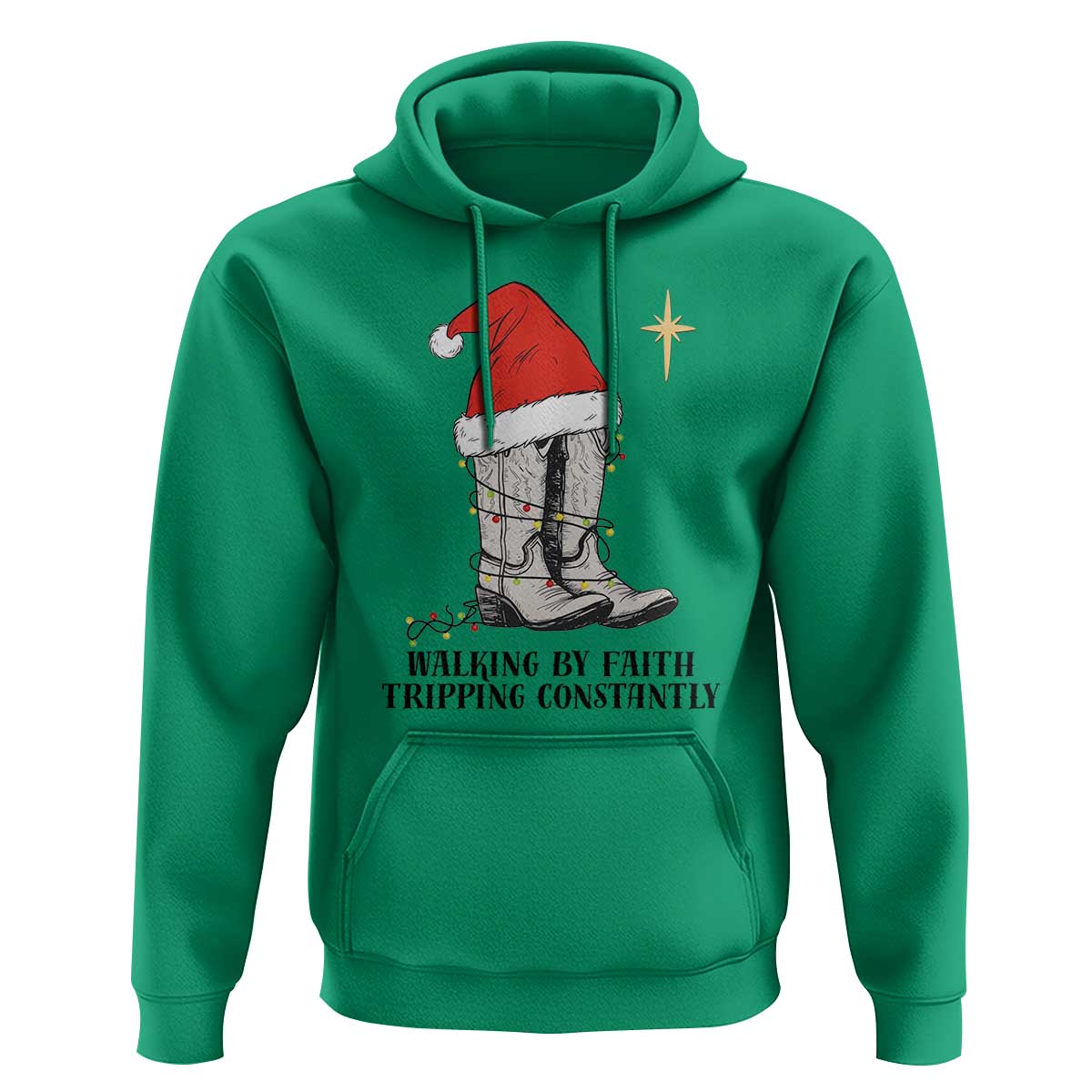 Western Christian Cowboy Hoodie Walking By Faith Tripping Constantly - Wonder Print Shop
