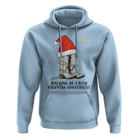 Western Christian Cowboy Hoodie Walking By Faith Tripping Constantly - Wonder Print Shop