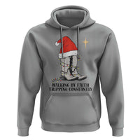 Western Christian Cowboy Hoodie Walking By Faith Tripping Constantly - Wonder Print Shop