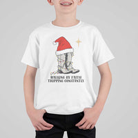 Western Christian Cowboy T Shirt For Kid Walking By Faith Tripping Constantly - Wonder Print Shop