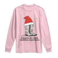 Western Christian Cowboy Long Sleeve Shirt Walking By Faith Tripping Constantly - Wonder Print Shop
