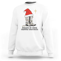 Western Christian Cowboy Sweatshirt Walking By Faith Tripping Constantly - Wonder Print Shop