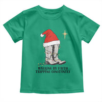 Western Christian Cowboy Toddler T Shirt Walking By Faith Tripping Constantly - Wonder Print Shop