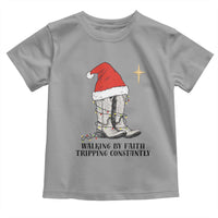 Western Christian Cowboy Toddler T Shirt Walking By Faith Tripping Constantly - Wonder Print Shop