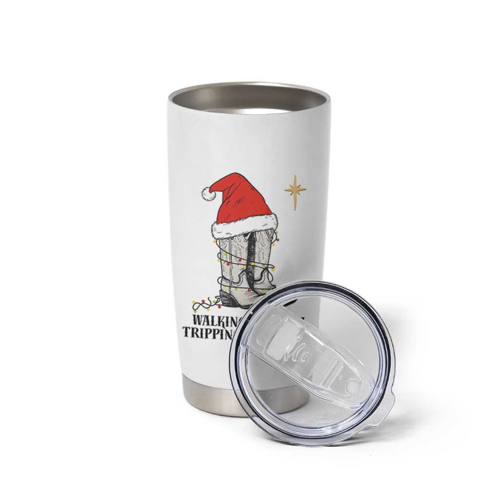 Western Christian Cowboy Tumbler Cup Walking By Faith Tripping Constantly - Wonder Print Shop