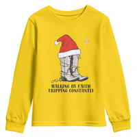 Western Christian Cowboy Youth Sweatshirt Walking By Faith Tripping Constantly - Wonder Print Shop